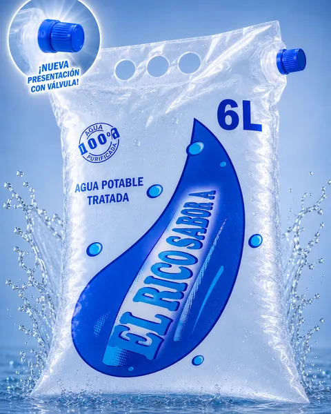 Agua en bolsa · Agua El Rico Sabor A.